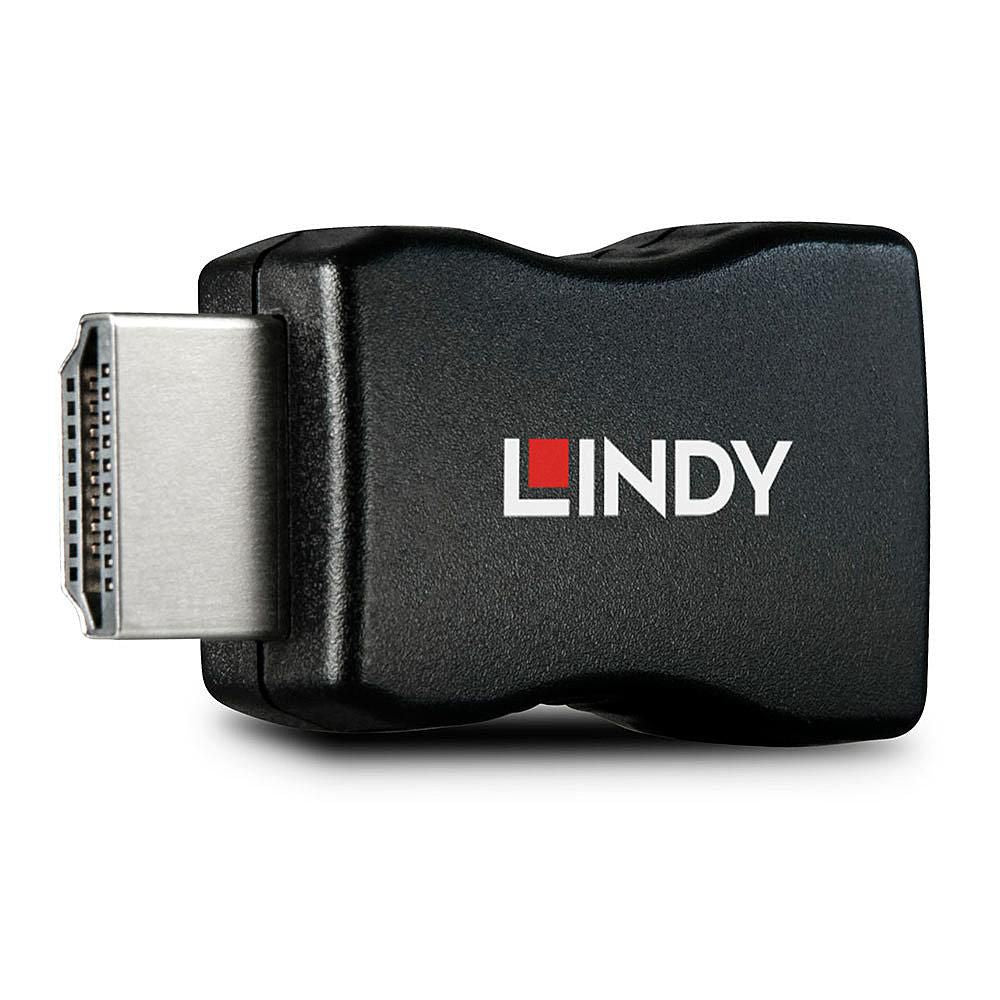 Lindy HDMI 10.2G EDID Emulator i sort med hvidt og rødt Lindy-logo på siden.