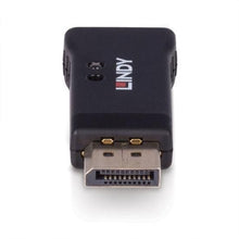 Lindy DisplayPort 1.4 EDID Emulator sorterer adapter med DisplayPort-stik, understøtter 8K-emulering og KVM-switch.