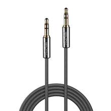 Lindy 3,5 mm lydkabel Cromo Line 2 m, sort, guldbelagt 3,5 mm han-stik i begge ender, vist oprullet.