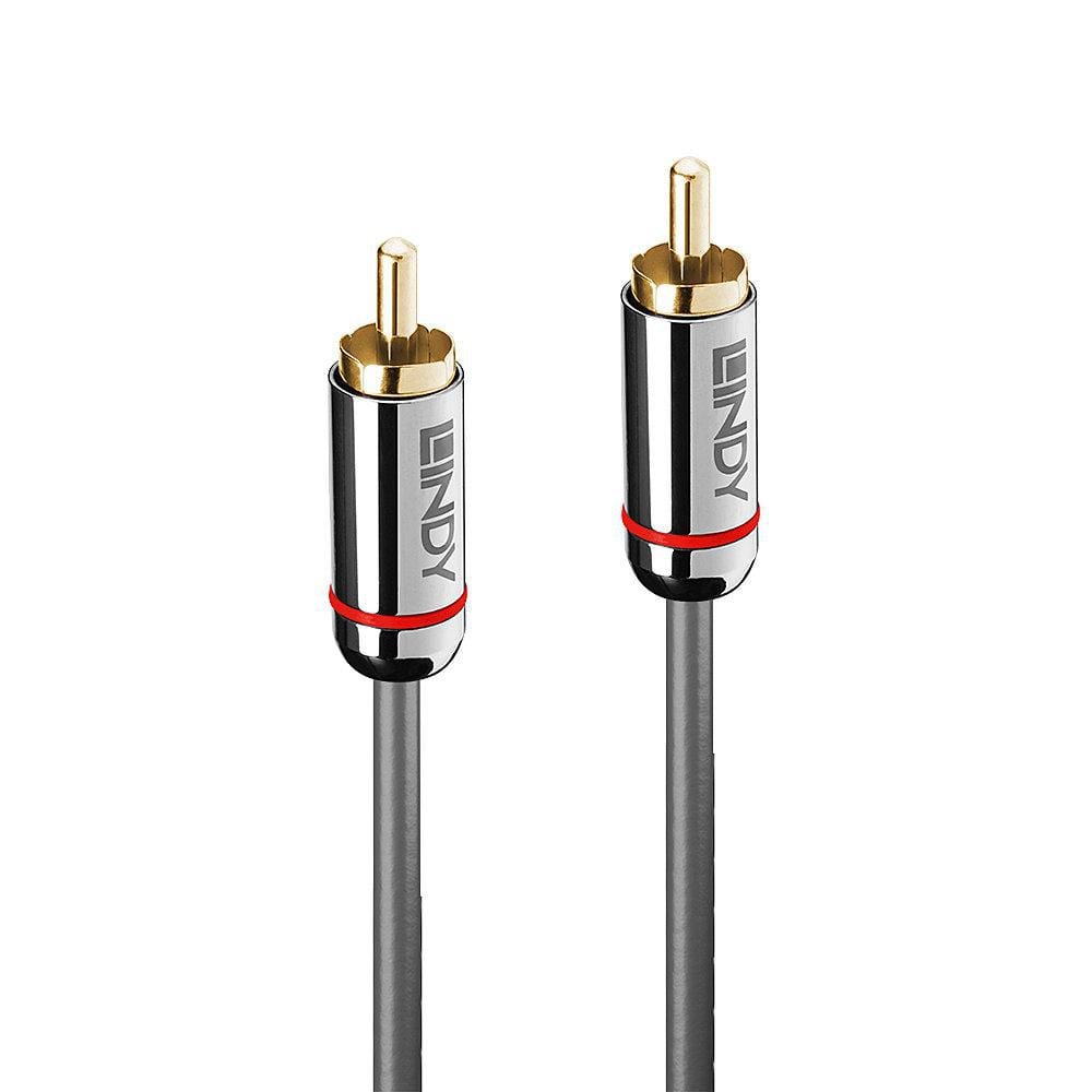 LINDY Digital koaksialkabel Cromo Line 3m med guldbelagt stik i sort/sølv, rød ring og LINDY-logo.