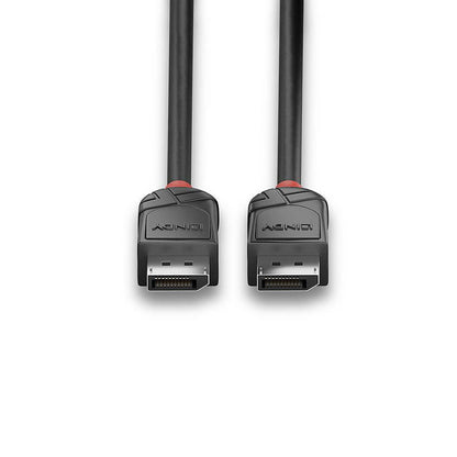 Lindy DisplayPort 1.2 Black Line kabel 2 m sort, til kabler med stik fremad, understøtter 4K og 120Hz.