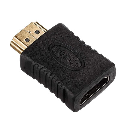 Lindy HDMI CEC Adapter hun til han sort, HDMI Type A, han til hun stik, rillet greb, "HDMI" præget på siden.