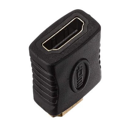 Lindy HDMI CEC Adapter hun til han sort, teksturerede sider, præget HDMI-logo, hun-til-han Type A adapter.
