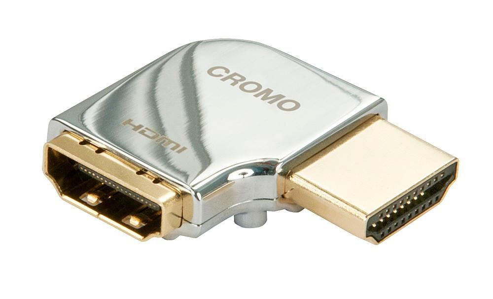 Lindy HDMI adapter Han til Hun 90° Højre Cromo Line, metal, CROMO print, understøtter Ultra HD 4K.