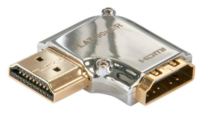 Lindy HDMI han til hun 90° højre adapter Cromo Line metallic med HDMI-logo understøtter Ultra HD 4K.