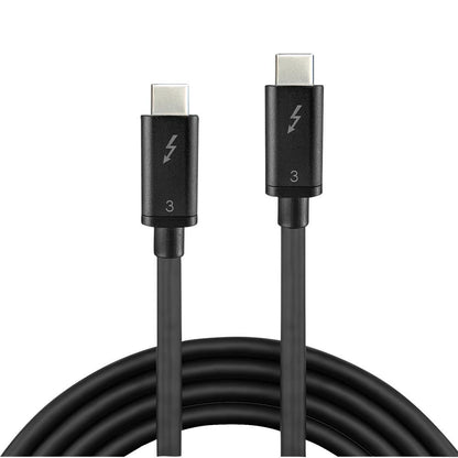 Lindy Thunderbolt 3 kabel passiv 0,5 m sort, spiralformet, til USB Type-C stik med lyn og '3', understøtter 40Gbps.