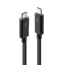 Thunderbolt 3 kabel passiv 2 m sort med USB-C stik og lightning bolt-symbol, understøtter op til 40Gbps dataoverførsel.