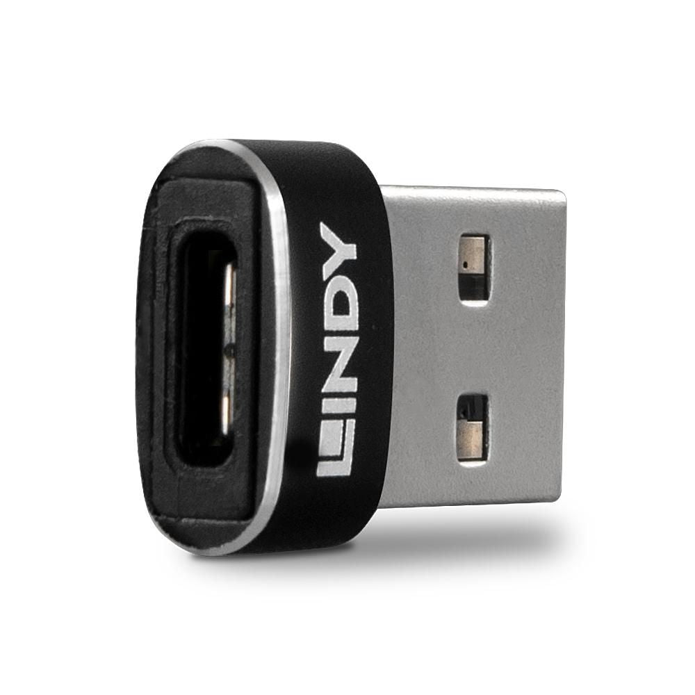 USB 2.0 Low Profile Adapter USB-A han til USB-C hun, tilslutning af USB-C enhed til USB-A port.