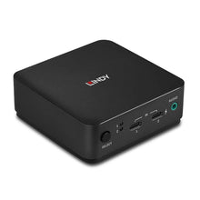 Lindy sort 2 Port Type C DisplayPort 1.2 KVM Switch med 2 HDMI indgange, grøn lydindgang, SELECT-knap, indikatorlamper, 4K.