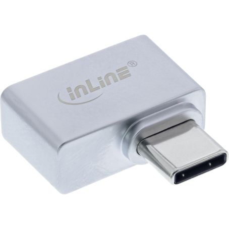 Inline USB-C fingeraftrykslæser, sølv, Windows Hello login, understøtter sikkerhedsnøgle, Inline logo øverst.