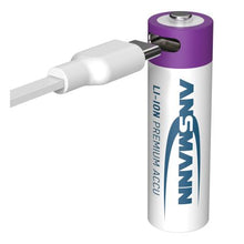 ANSMANN Li-Ion AA batteri 2000mAh oplades med USB-C kabel direkte til batteriet.