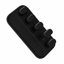 Allity ASA-410 magnetisk sort kabelorganisator med fem clips på rektangulær base, allitegg-logo præget.