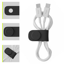 Allity Kabelbinder 3 stk sort silikone magnetisk kabelclip til USB-C kabelstyring bundter kabler, close-up samling vises.