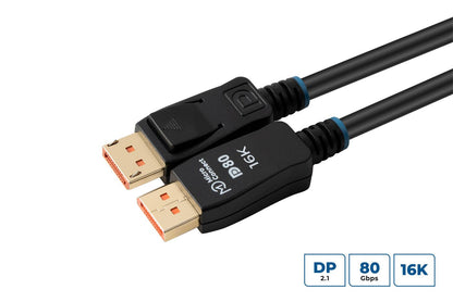 2 slags DisplayPort 2.1 kabler 1m, understøtter 16K opløsning og 80Gbps, guld-belagte stik.
