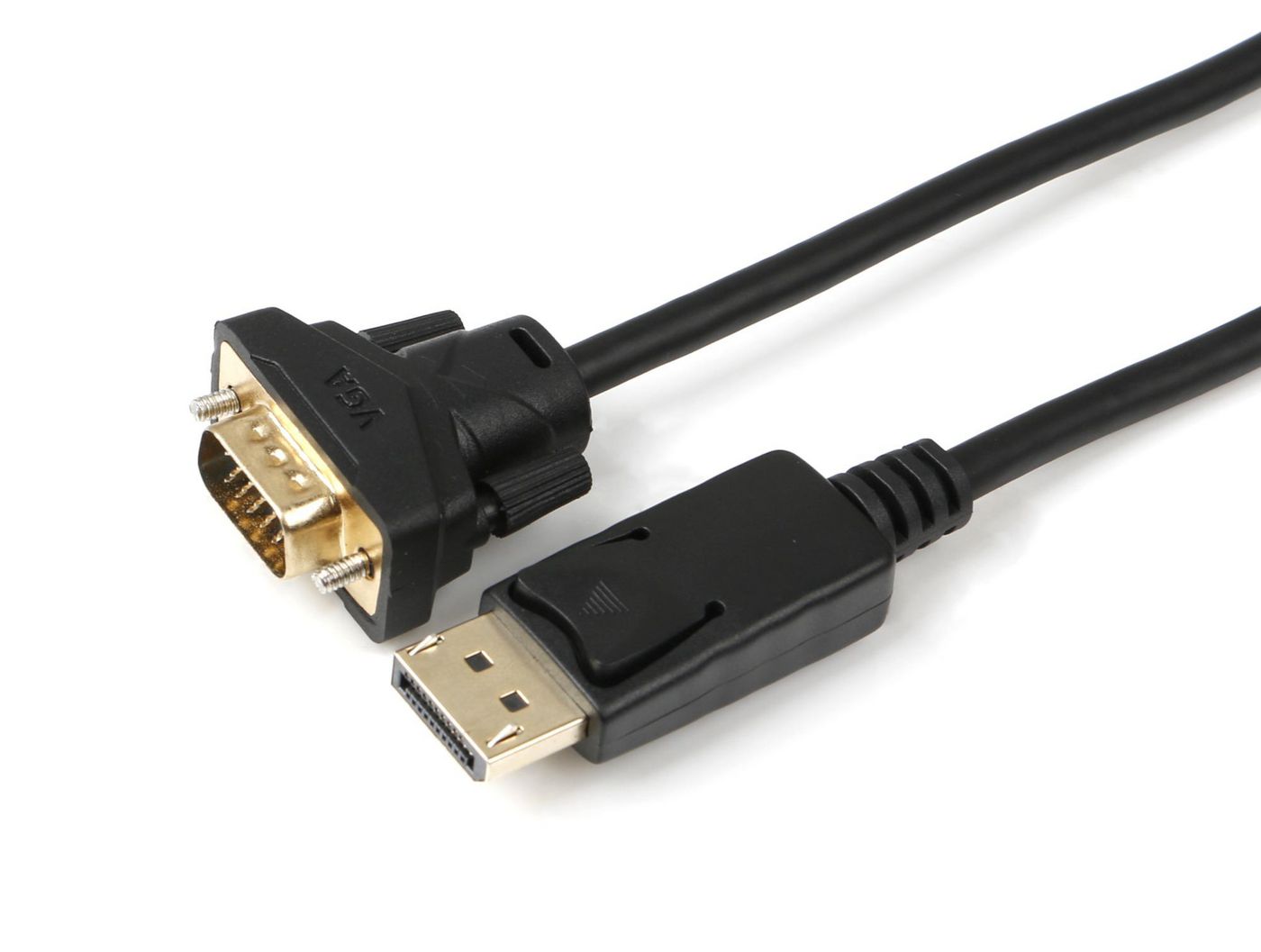DisplayPort til VGA kabel 2m sort med DisplayPort og VGA stik velegnet til computer-til-skærm tilslutning.