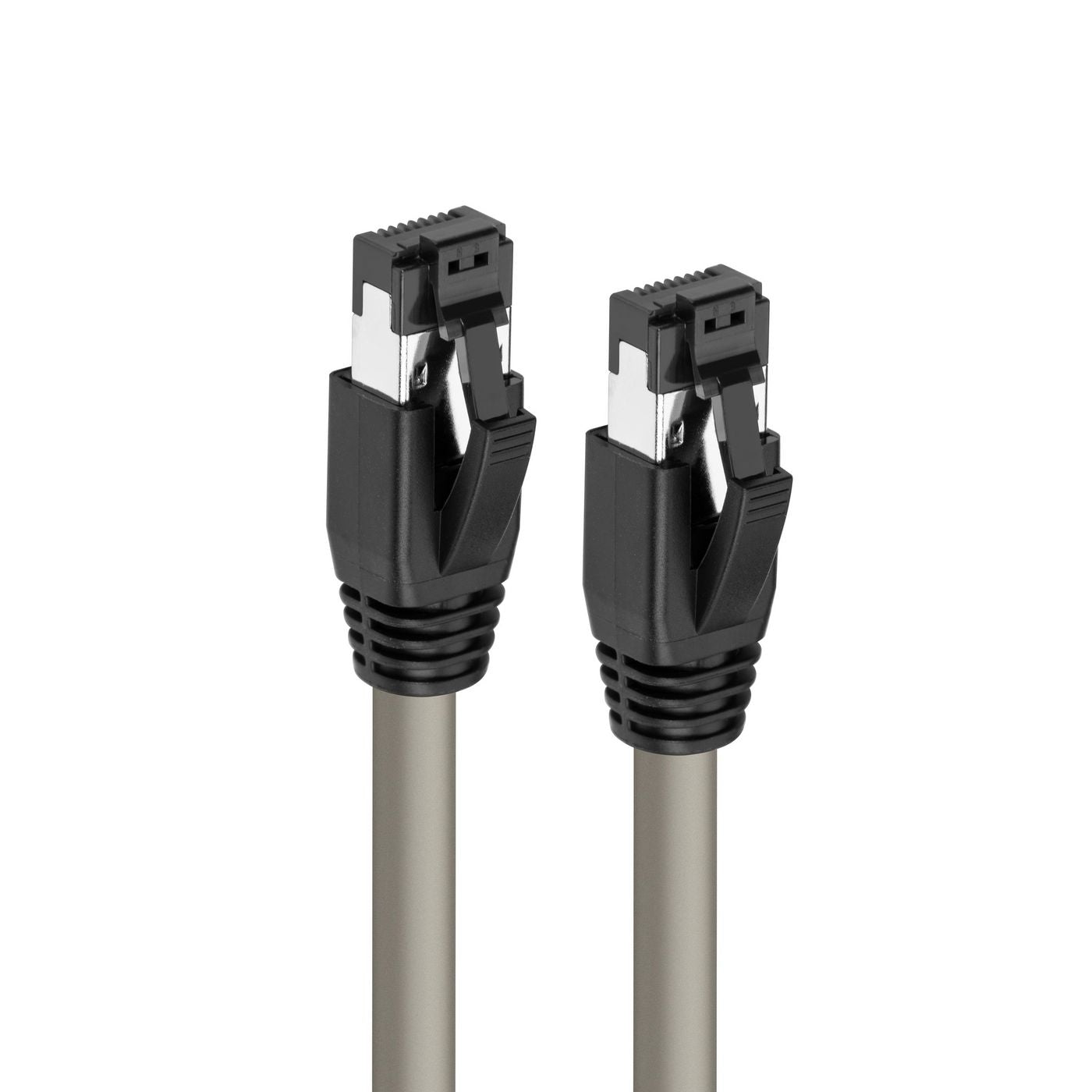 MicroConnect Cat8.1 S/FTP netværkskabel grå 0,5m, klar plaststik og fleksibel trækaflastning, 2 stk.