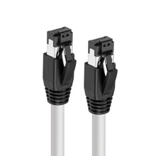 MicroConnect Cat8.1 S/FTP netværkskabel 7,5 m hvid LSZH vises sammen med andre kabler.