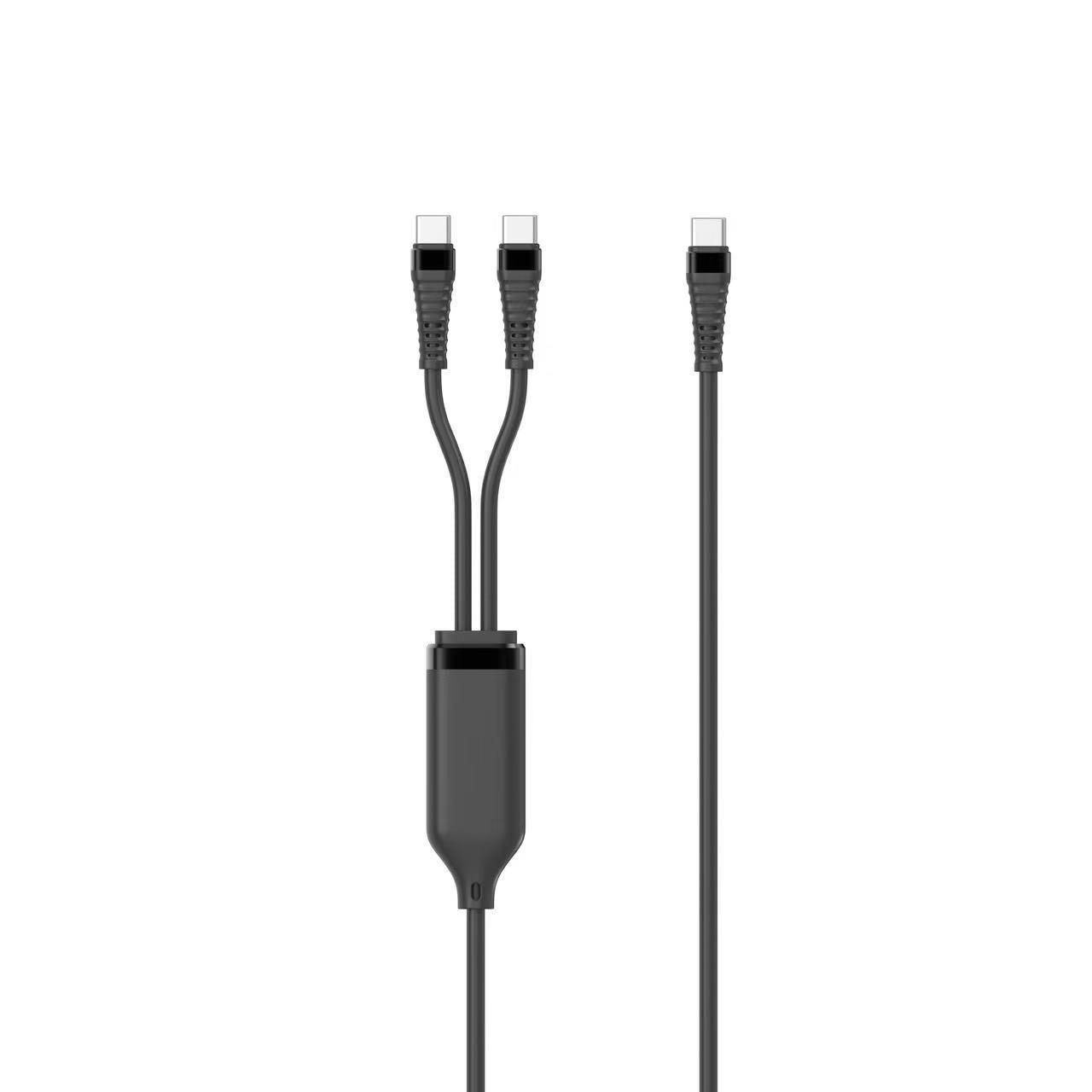 MicroConnect 1-in-2 PD100W USB-C splitterkabel 1.55m sort splitter én USB-C port til at understøtte data og opladning 100W.