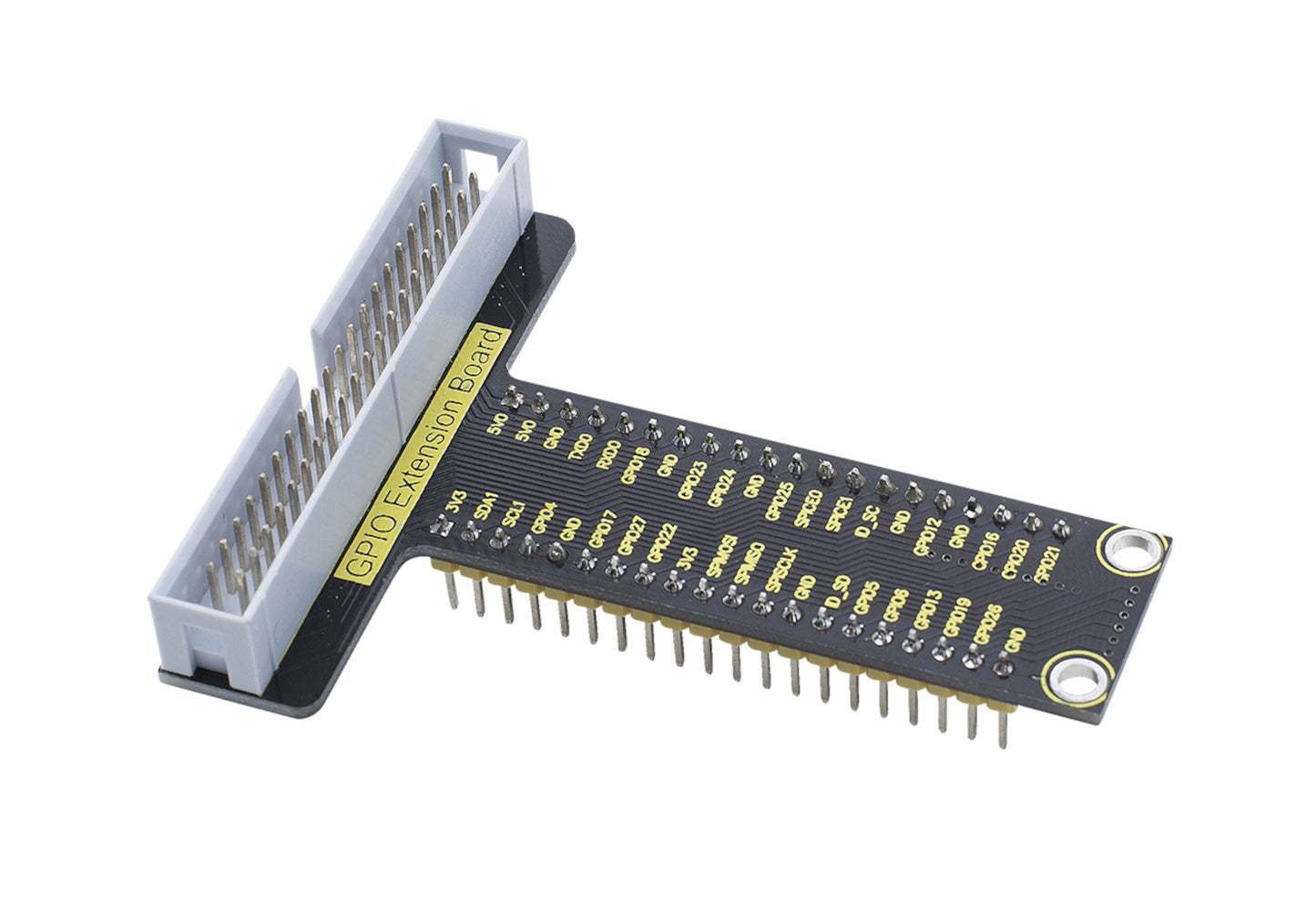Luxorparts 40-pin breakout-kit til Raspberry Pi, GPIO board med mærkede pins og hvid connector.
