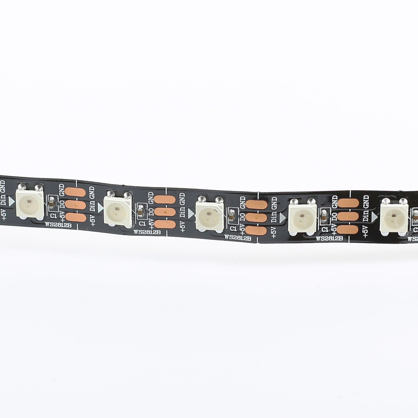 Luxorparts RGB LED-stribe 1 m, fleksibel med synlige firkantede LED'er og kredsløb, egnet til Arduino.
