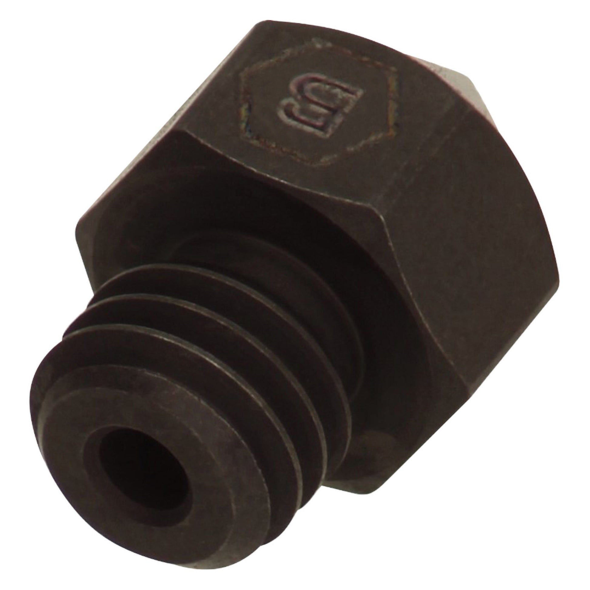 Brozzl dyse til 3D-printer 0,6 mm mørk metal med gevind, sekskantet hoved og præget logo passer til Ender-3 Pro.