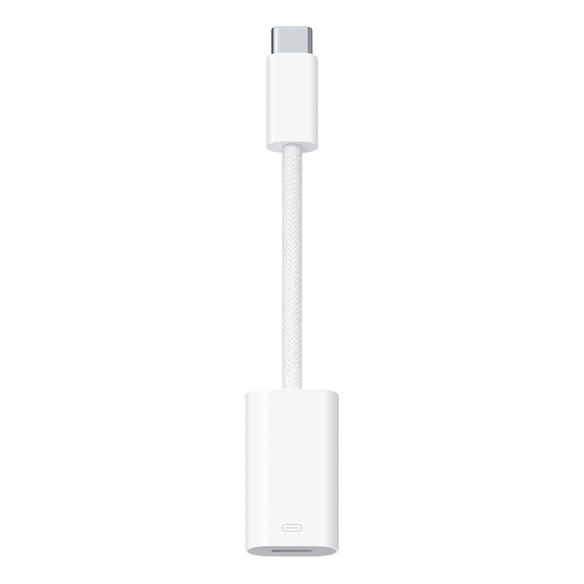 Apple USB-C til Lightning adapter hvid kort flettet kabel til kablede hovedtelefoner kompatibel med iPhone 15.