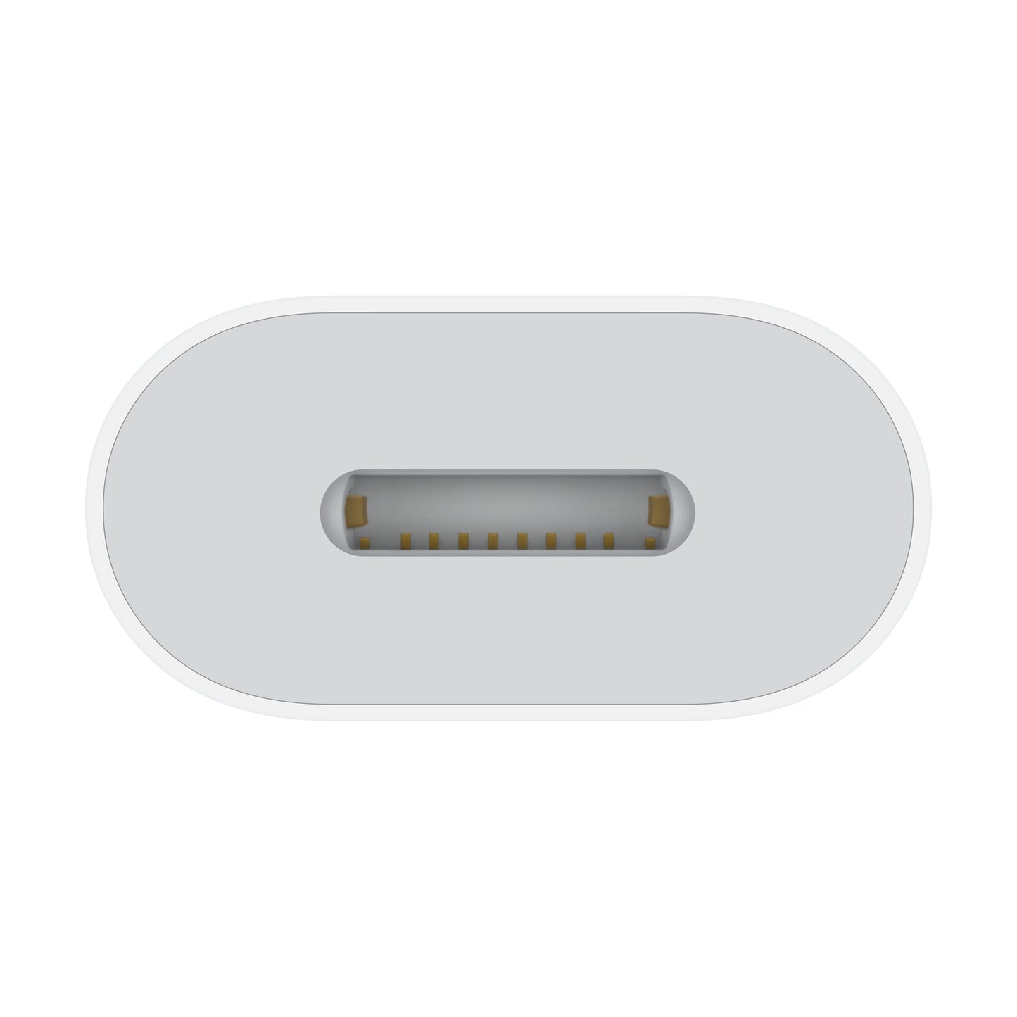 Apple USB-C til Lightning-adapter, USB-C-port med ovalt design og guldkontakter, kompatibel med iPhone 15.
