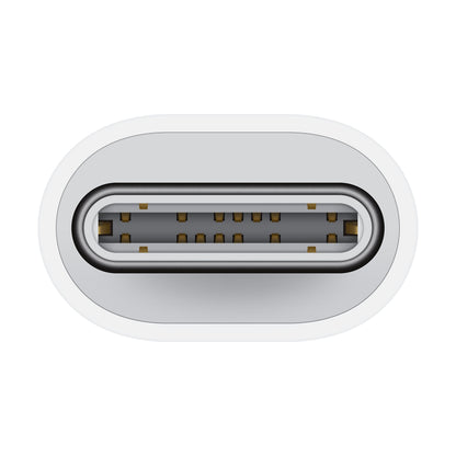 USB-C-port, oval form, metalkontakter, symmetrisk design, passer til Apple USB-C til Lightning-adapter og iPhone 15 CarPlay-adapter.