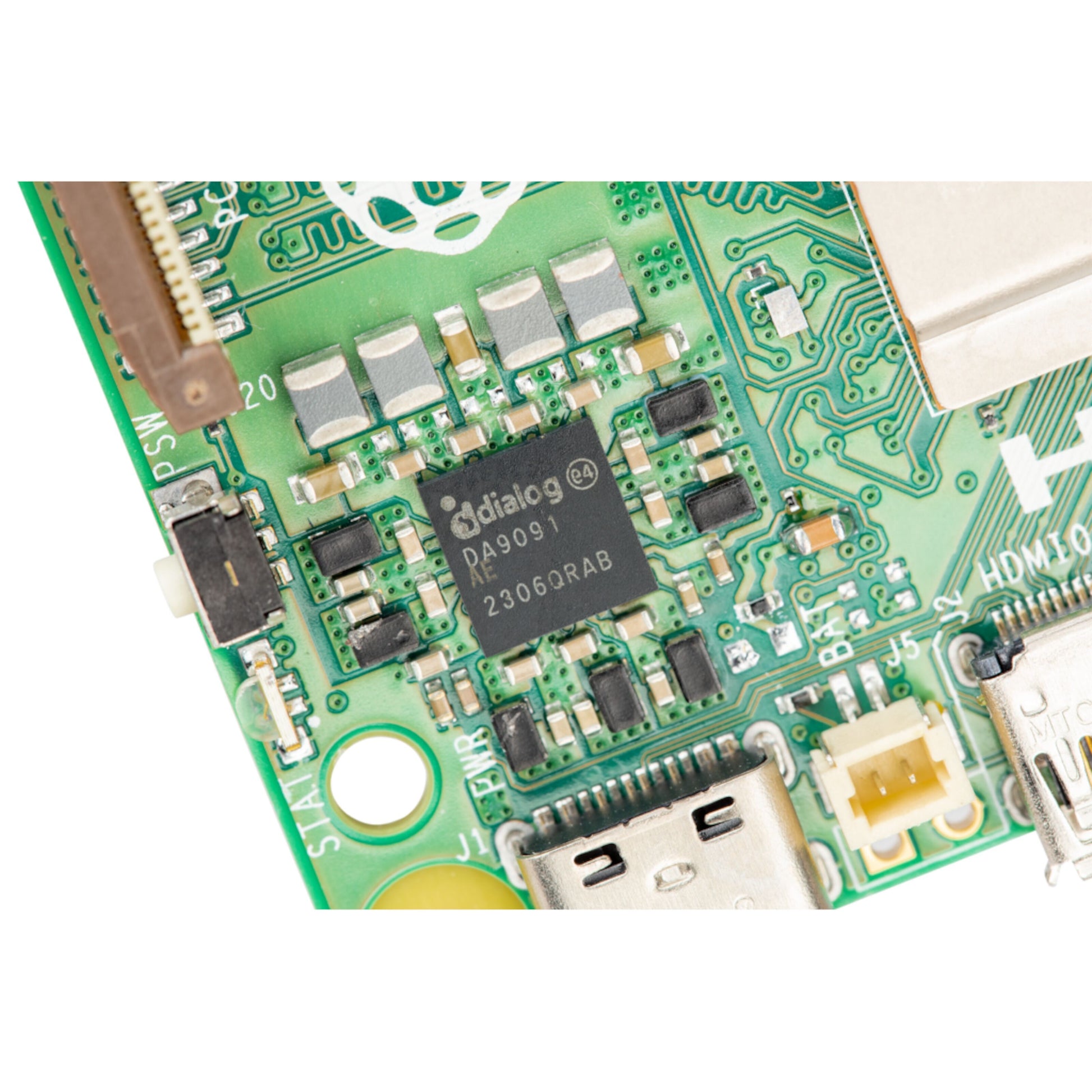 Raspberry Pi 5 Enkortsdator Model B 8 GB, grøn printplade, DA9091-chip, USB-porte, quad-core understøttelse.