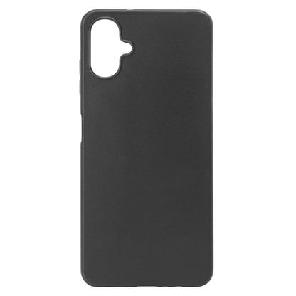 Sort Second Skin cover til Samsung Galaxy A06 4G, tyndt design med udskæringer til kamera og knapper.