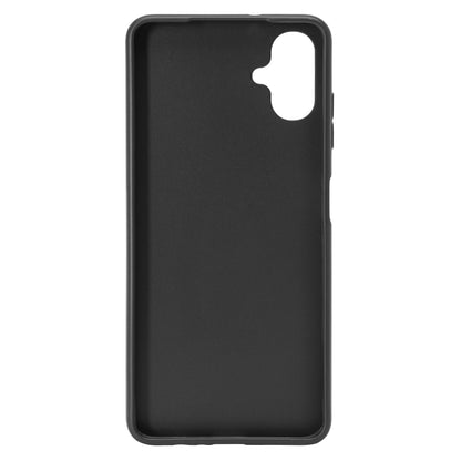 Sort Linocell Second Skin cover til Samsung Galaxy A06 4G med præcise udskæringer til kamera og knapper.