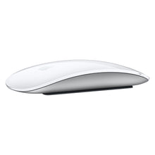 Apple Magic Mouse trådløs mus hvid, buet design, glat overflade med Multi-Touch set fra siden.