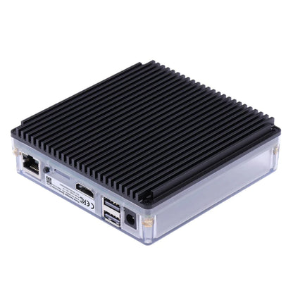 Nabu Casa Hjemmeassistent Grøn mini PC med ribbet sort top, klare sider, Ethernet, USB, HDMI og lydporte.