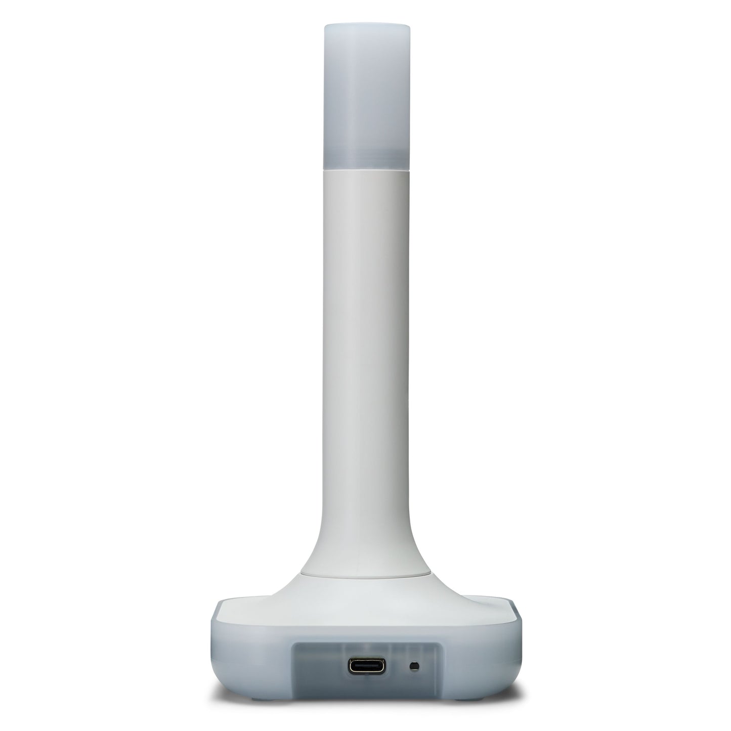 Home Assistant Connect ZBT-2, hvid enhed med cylindrisk stamme, gennemsigtig top og kvadratisk base med USB-C-port.