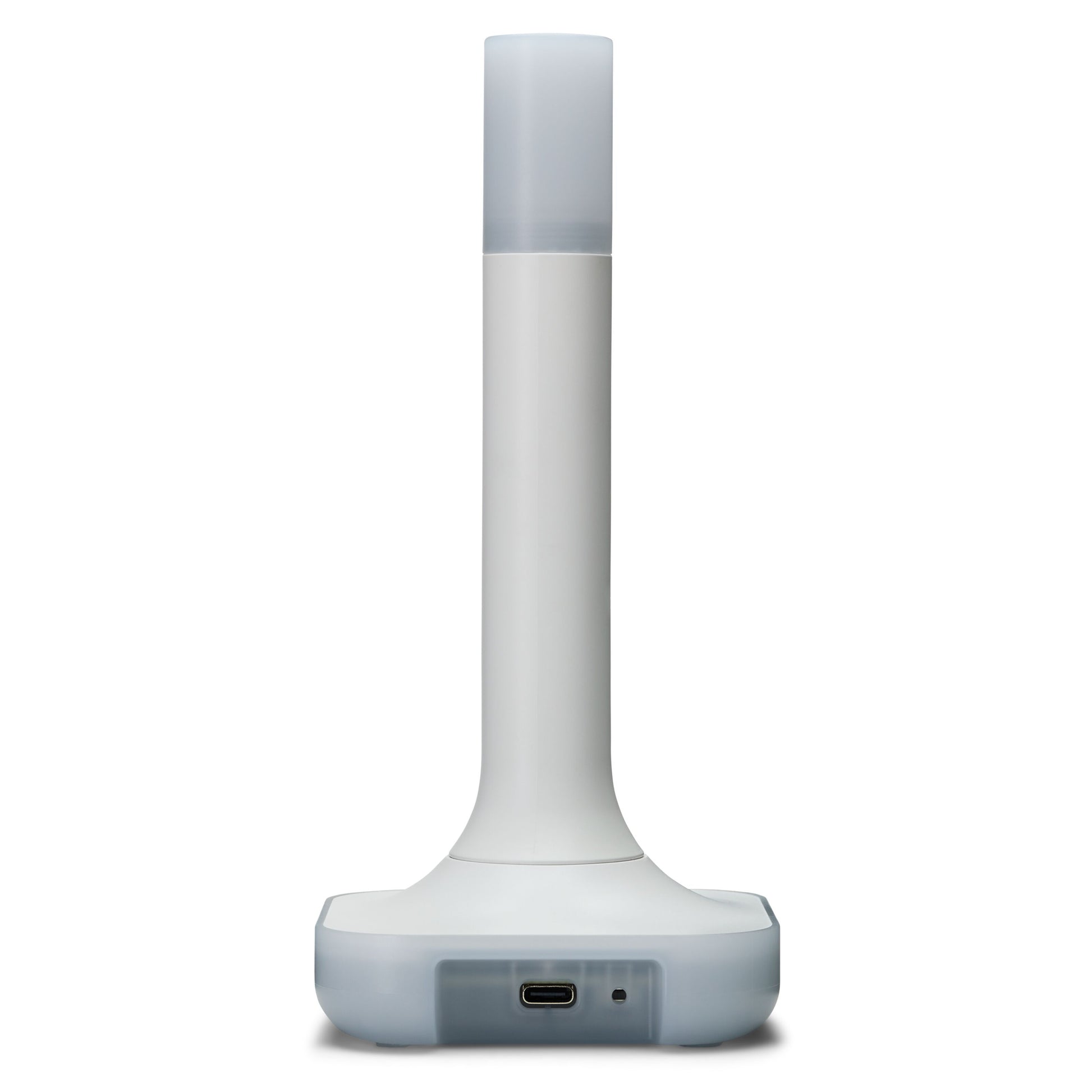 Home Assistant Connect ZBT-2, hvid enhed med cylindrisk stamme, gennemsigtig top og kvadratisk base med USB-C-port.