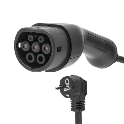 Luxorparts e-Charge Schuko til Type 2 ladekabel 5 m med flere runde stik.