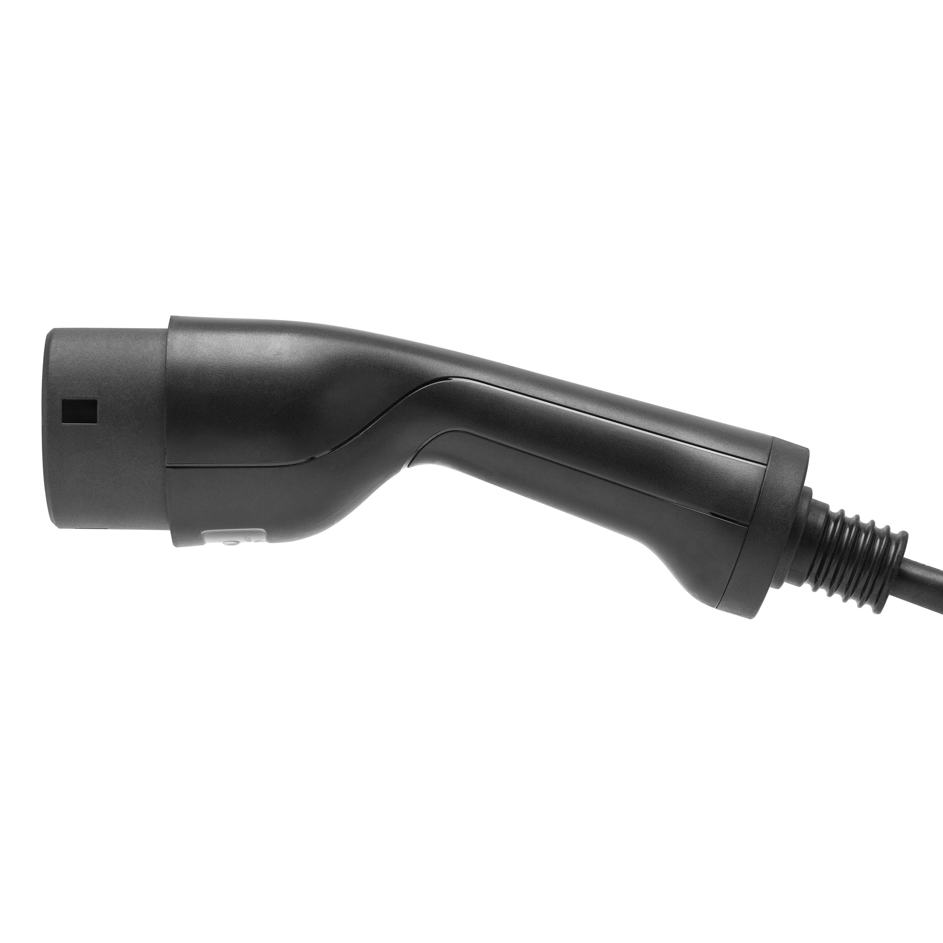 Luxorparts e-Charge Schuko til Type 2 ladekabel 5 m sort, buet håndtag, kabel højre, stik hoved venstre.