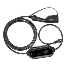 Luxorparts e-Charge Schuko til Type 2 ladekabel 5 m sort, kontrolboks, Type 2 stik og Schuko stik.