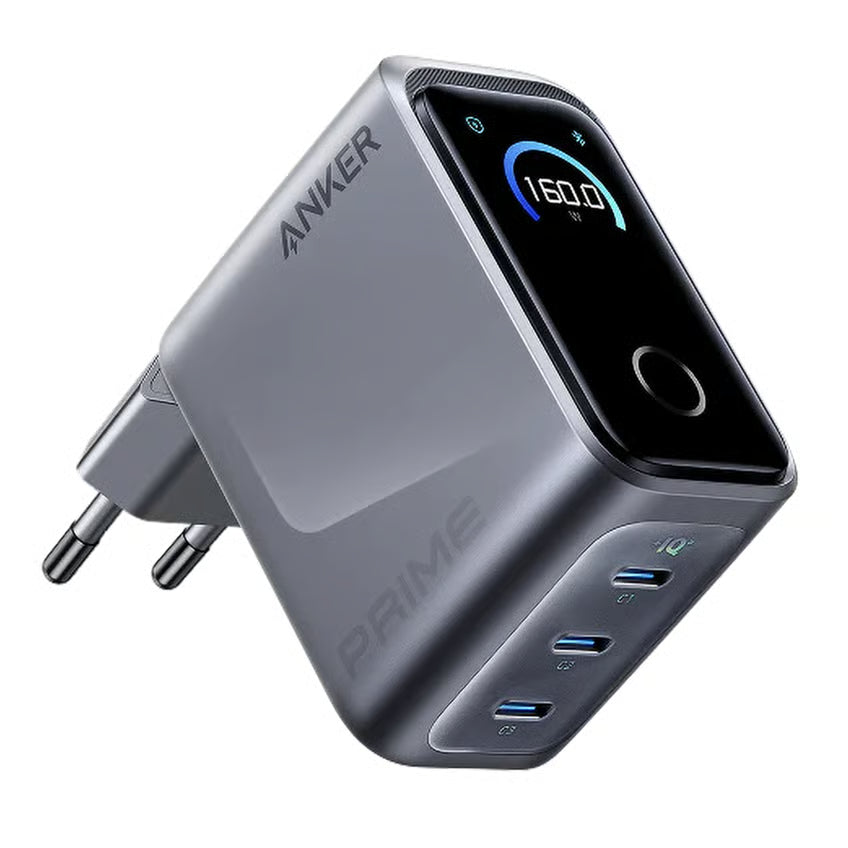 Anker Prime Charger 160W USB-C-oplader med 3 porte og display