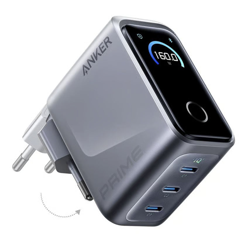 Anker Prime Charger 160W USB-C-oplader med 3 porte og display