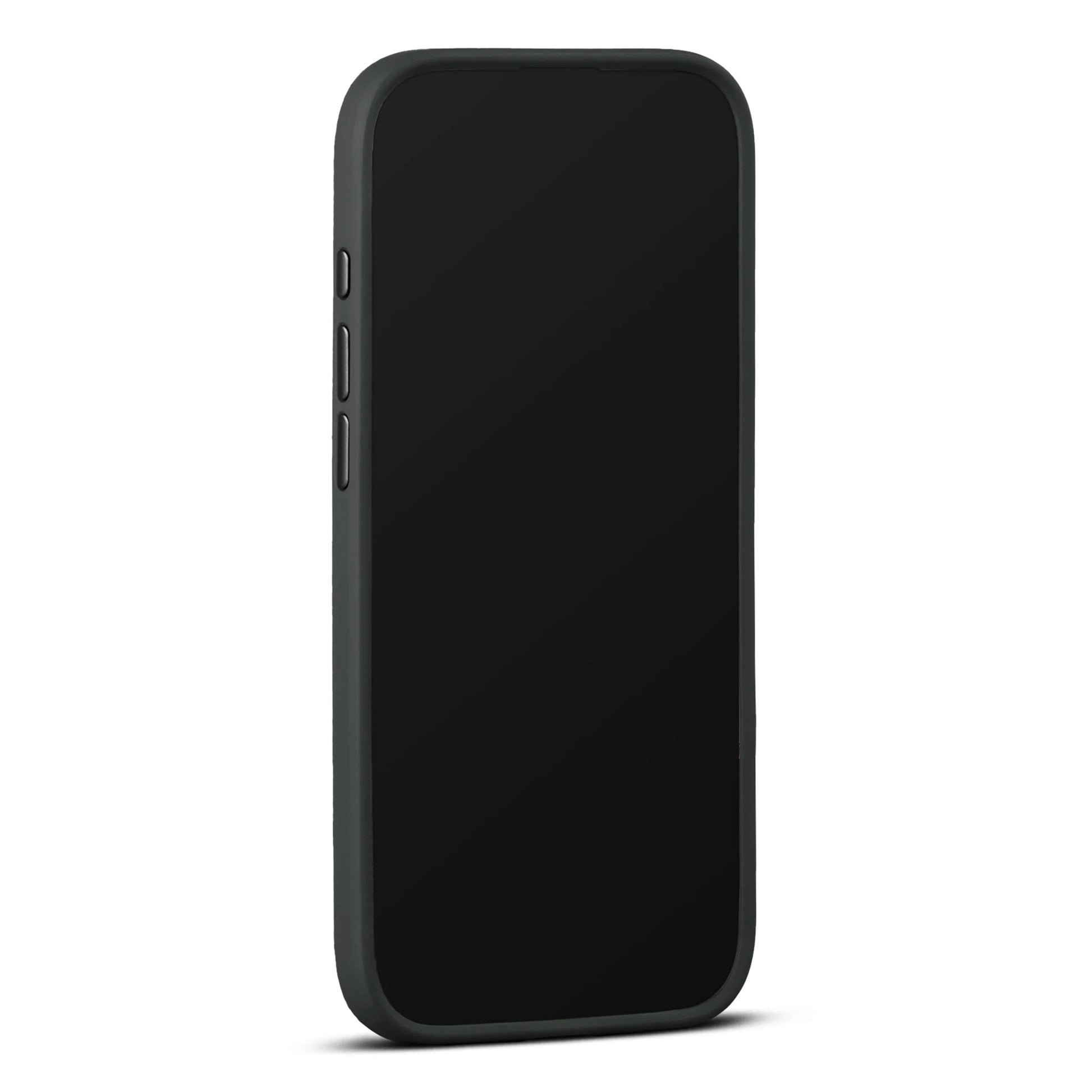 WOOLNUT læderetui til iPhone Air sort, MagSafe, tre knapper venstre side, slankt design.