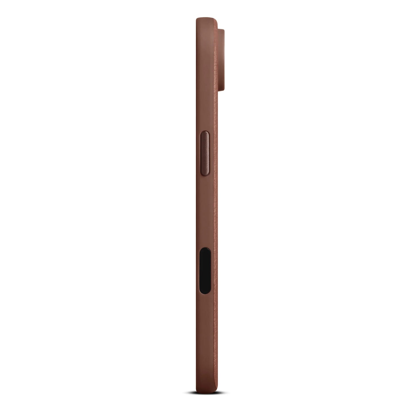 WOOLNUT læderetui til iPhone Air Cognac med synlige sideknapper, kamera bump, MagSafe-kompatibel, trådløs opladning.