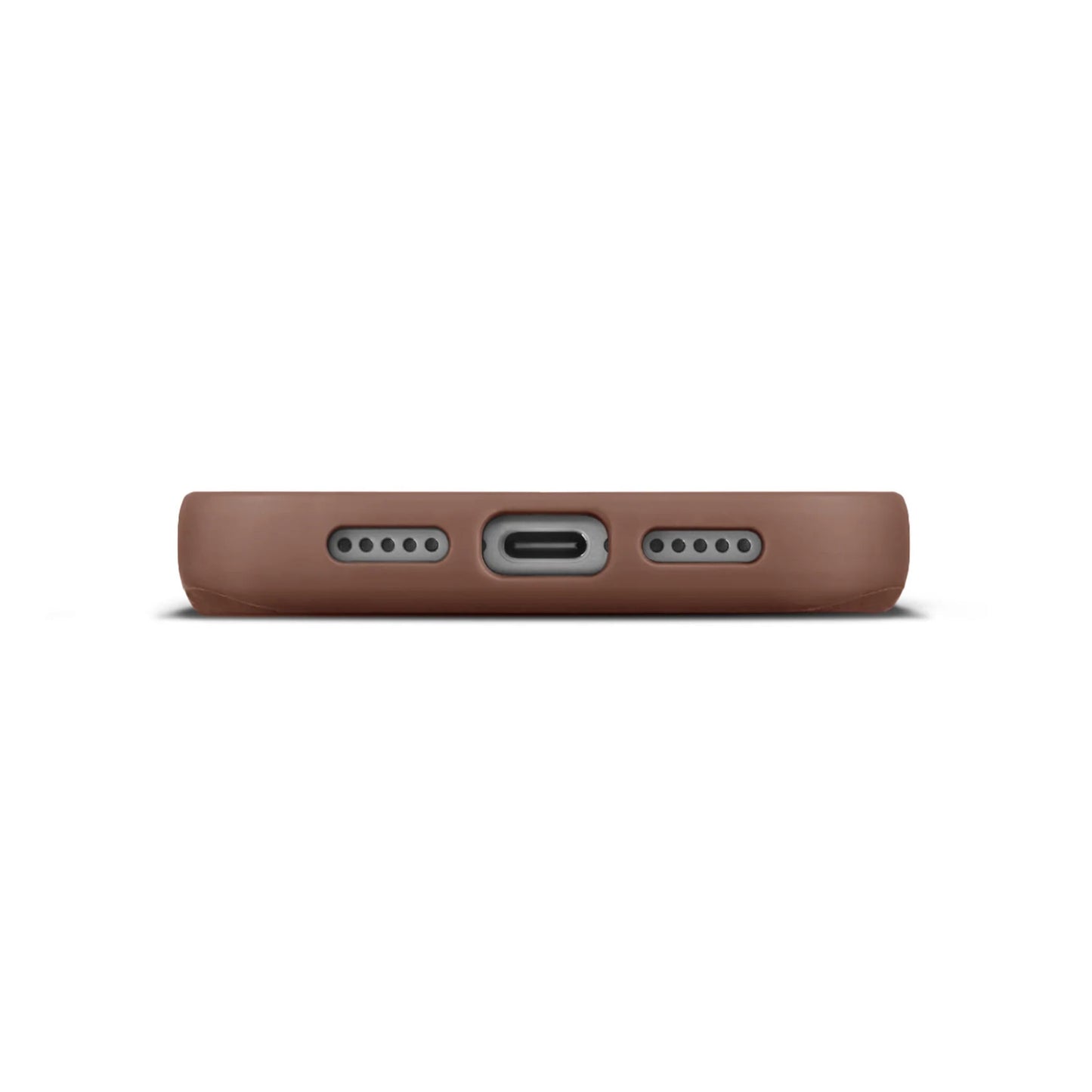 WOOLNUT læderetui iPhone 17 Pro Cognac, bundt med udskæringer til opladningsport, højttaler, mikrofon, MagSafe kompatibel.
