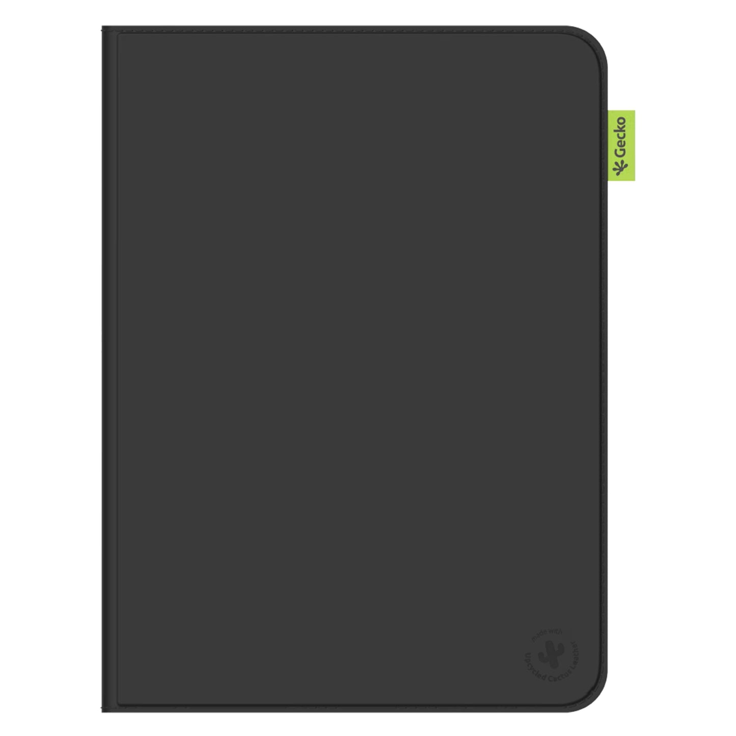 Sort Gecko Covers Cactus Folio cover med afrundede kanter, lille grøn Gecko-fane øverst til Samsung Galaxy Tab A11+/A9+ 11.