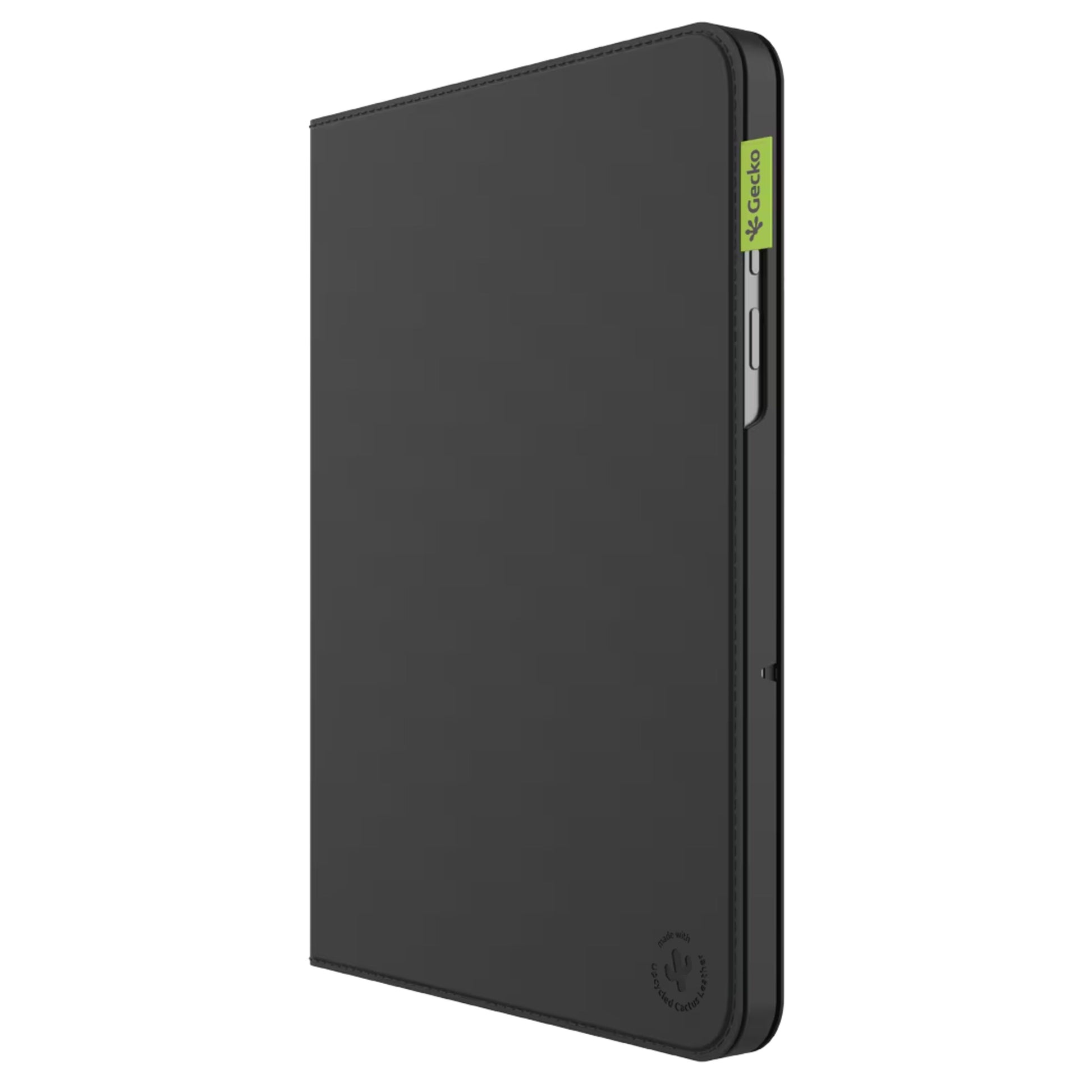 Cactus Folio til Samsung Galaxy Tab A11+/A9+ 11" lukket, grøn logotap på ryg og eco-mærke, kaktuslæder.