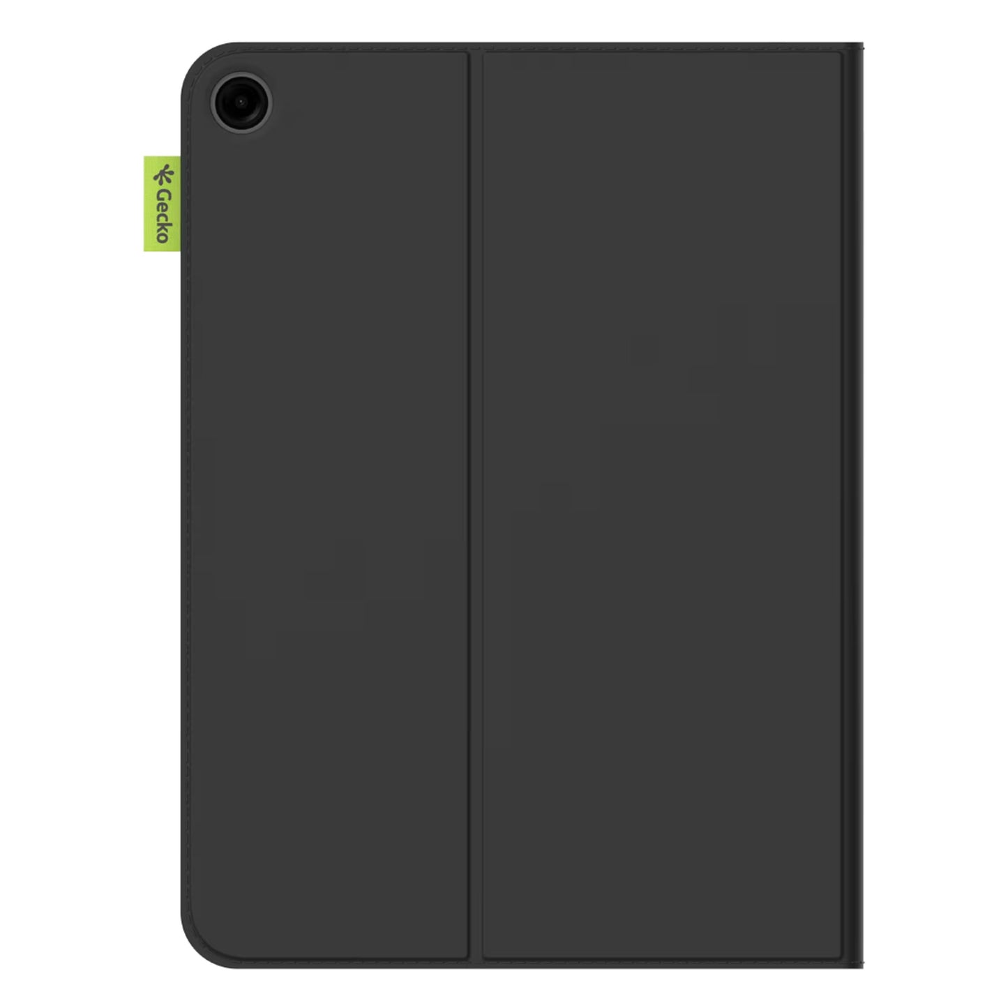 Sort kaktuslæder-etui til Samsung Galaxy Tab A11+/A9+ 11" med kamerahul og lille grøn "Eco" mærke øverst hjørne.