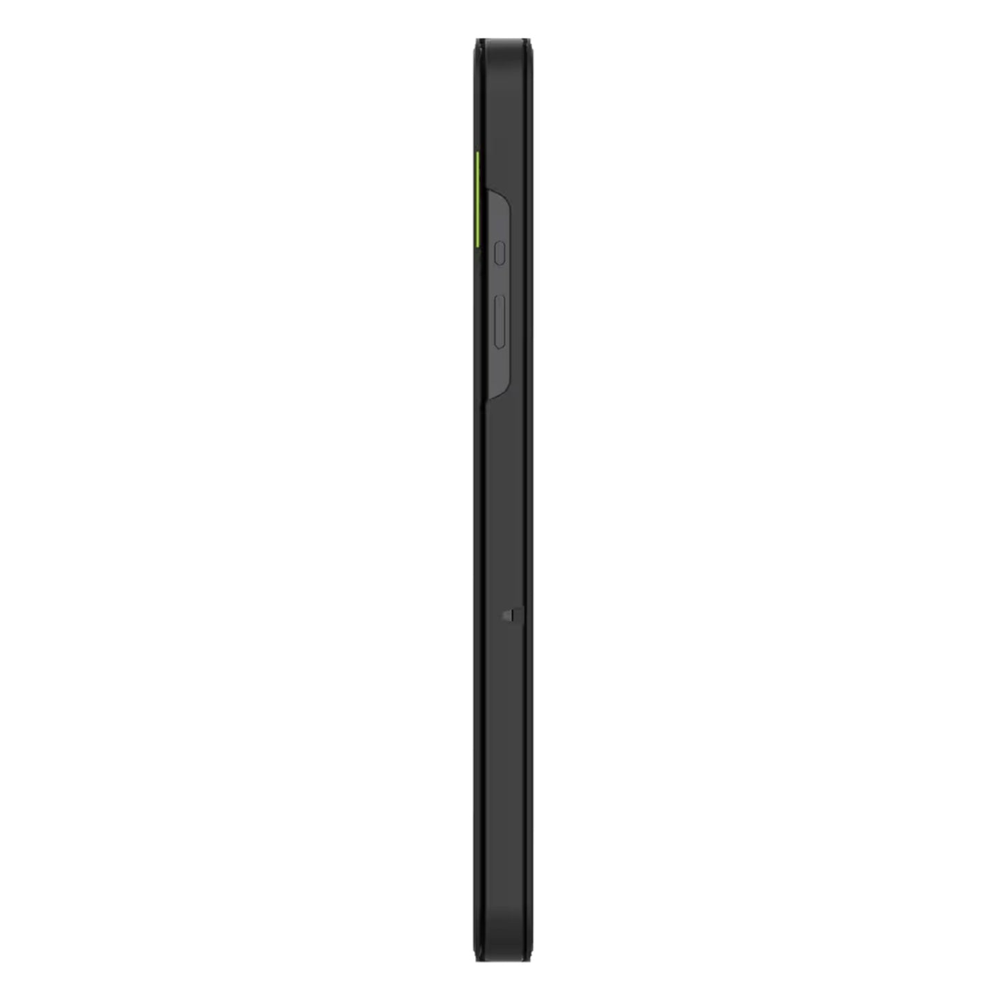 Sorter smartphone med grøn knap og volumenknapper ved siden af Cactus Folio etui til Galaxy Tab A11+/A9+ 11.