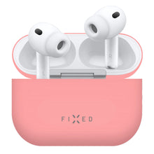 Apple AirPods Pro 3 hvide trådløse øretelefoner L og R i rosa silikoneetui, kompatibel med trådløs opladning.