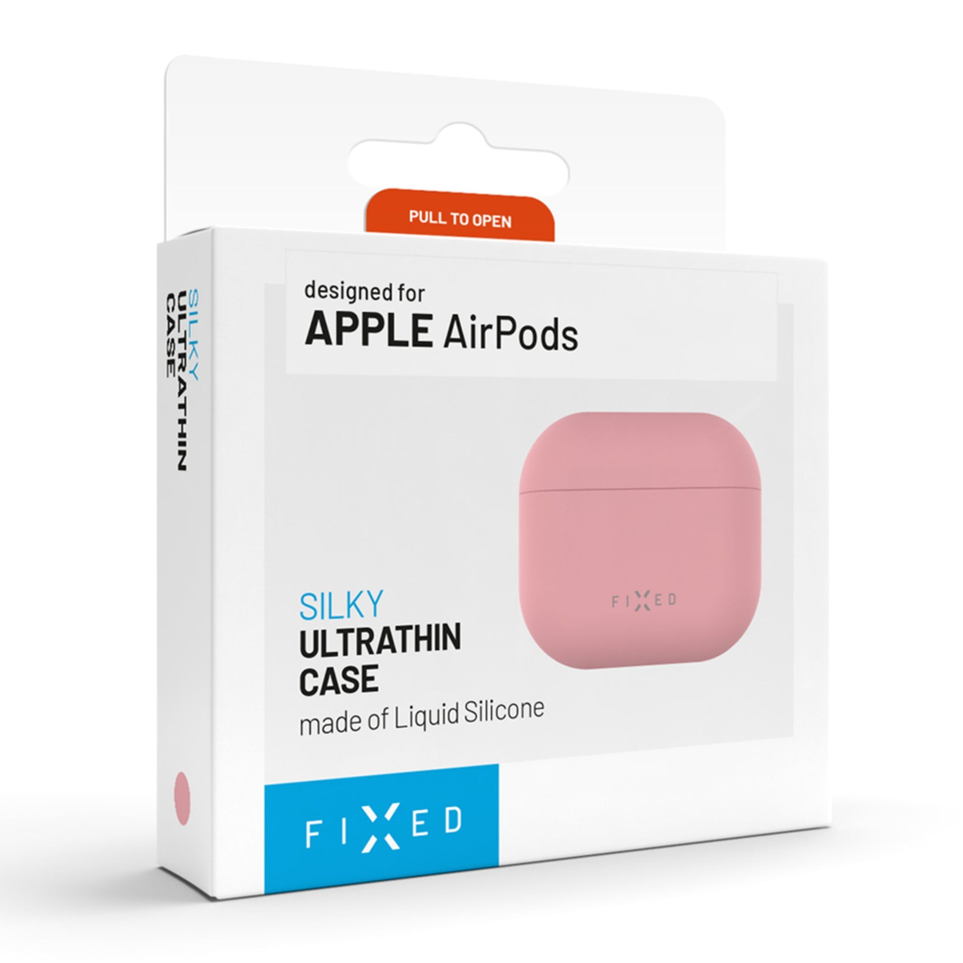 Fast silikoneetui til Apple AirPods Pro 3 rosa, i emballage med teksten Designed for APPLE AirPods, SILKY ULTRATHIN CASE.