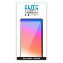 Skærmbeskyttelse til Galaxy S20 FE 9H hårdhed ridsefast passer skærm pakning viser smartphone med aktivt display.